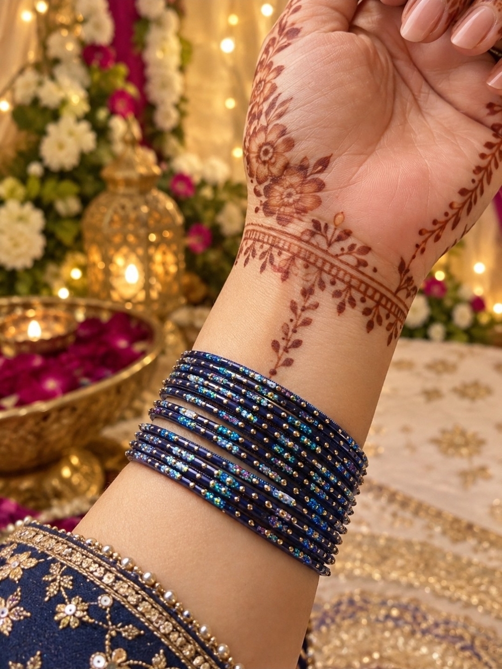 Elegant Blue Crystal Women's Bangle Set